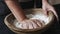 Baker hands kneading dough