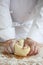 Baker making bread, kneading a dough