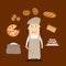 Baker man with pastry and bakery