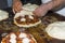 Baker preparing a stuffed bread