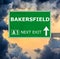 BAKERSFIELD road sign against clear blue sky