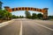 Bakersfield welcome sign, a wide arched street sign