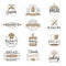 Bakery badges and logo icons thin modern style vector collection set