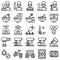 Bakery and baking related line icon set