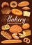 Bakery bread, pastry cakes and desserts, croissant