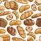 Bakery bread and pastry dessert seamless pattern