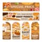 Bakery bread, sweet pastry desserts discount tags