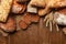 Bakery. Bread On Wood Background