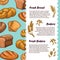 Bakery, cafe menu, flyer template with vector bread and loaf