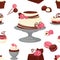 Bakery and cakes baked culinary products seamless pattern vector.