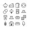 Bakery, coffeshop, sweet, dessert outline icon set