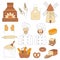 Bakery collection with bakers , doodle style vector illustration