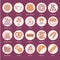 Bakery, confectionery flat line icons. Sweet shop products - cake, croissant, muffin, pastry, cupcake, pie Food thin