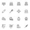 Bakery, cooking line icons set