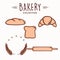 Bakery and Dessert Icon Set, Collection, Logo, Sign, Line Art, Emblem, Flat Vector Design Set