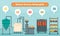 Bakery factory infographic, flat style