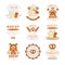 Bakery, fresh bread logo design, vintage bakery shop, company emblem vector Illustrations