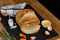 Bakery - gold rustic crusty loaves of bread. Still life captured from above (top view, flat lay