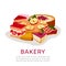 Bakery homemade berries pies dessert vector illustration isolated pie tart.