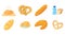 Bakery icon set, cartoon style