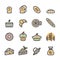 Bakery icon set, flat line color version, vector eps10