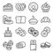 Bakery line icons - bread, pies, cookies, donuts and others