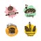 Bakery logotypes set. Colorful doodle bakery logos and bread labels collection