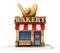 Bakery mini shop store front 3d rendering