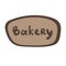 Bakery nameplate, doodle logo design. Hand drawn design. An icon for cafe, bakeshop. Brown colors, simple flat text