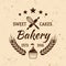 Bakery and pastries vintage vector emblem