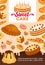 Bakery and pastry desserts, cartoon vector