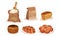 Bakery Pastry Products Collection, Flour, Bread, Loaf, Bun Vector Illustration