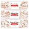 Bakery, pastry shop sketch banners set