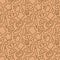 Bakery pattern consisting of baking accessories and food line style brown color