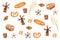 Bakery products, baking print. Pastry seamless pattern. Cute kitchen background