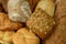 Bakery products: rolls and bread.