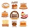 Bakery products vector labels bread sweet desserts