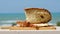 Bakery shop background with Pane Pugliese, a traditional bread of South Italy food tradition