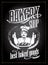 Bakery shop chalk sign with baker portrait showing thumbs up two hands, chalkboard style vector menu with wheat ears