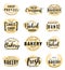 Bakery shop icons with lettering, pastry food