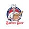 Bakery Shop logo with man carrying his homemade bread