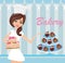 Bakery store - saleswoman serving cakes