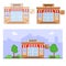 Bakery storefront. city landscapeand bakery store front in flat lay style vector illustration