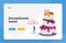 Bakery and Sweet Food Landing Page Template Tiny Chef Character Decorate Huge Cake with Cream in Pastry Bag