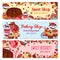 Bakery and sweet shop, ice cream cafe banner set