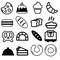 Bakery Vector Icons Set. Confectionery, Pastry, Bread, Bun, Bakeshop.