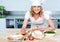 Bakery woman preparing healthy food