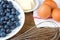 Baking blueberry pie - ingredients on rustic background