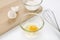 Baking Bowls with Egg Yolk, Egg Shells and Flour