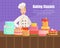 Baking Classes Banner Template, Professional Cooking, Culinary Master Class Poster Vector Illustration